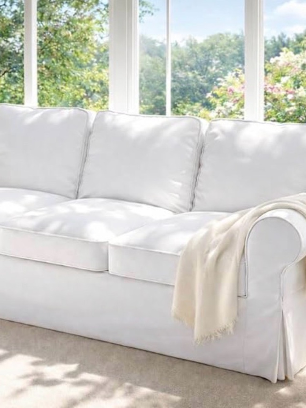 IKEA Ektorp 3-seater Couch White Linen Cover